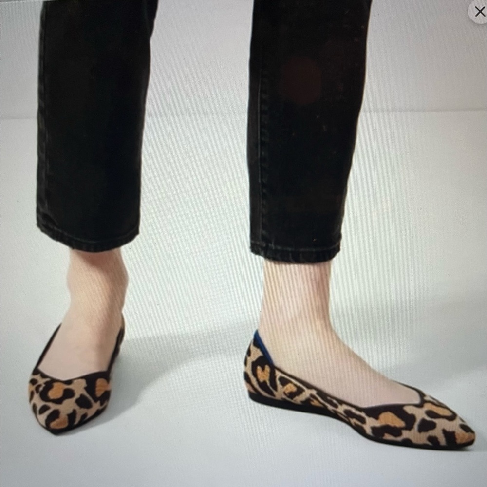 Rothys Big Cat The Point Textile Slip On Ballet Flat EU 38.5 US 8 Leopard